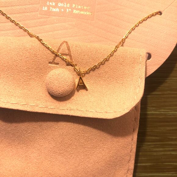 A New Day NWT 14k Gold Plated 16" Initial "A" Necklace with 3" Extender - Picture 3 of 3